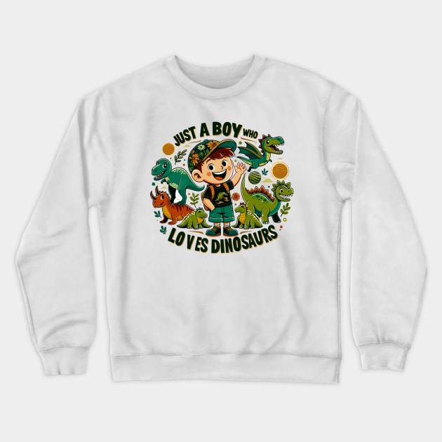 Dinosaur Enthusiast: A Boy's Prehistoric Adventure Crewneck Sweatshirt by WEARWORLD